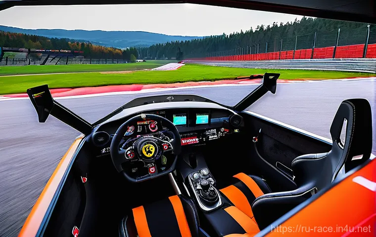 레이싱 시뮬레이터 세트 - **Immersive VR Sim Racer**: A dynamic, close-up shot of a focused young adult (age 15-25, dressed in...