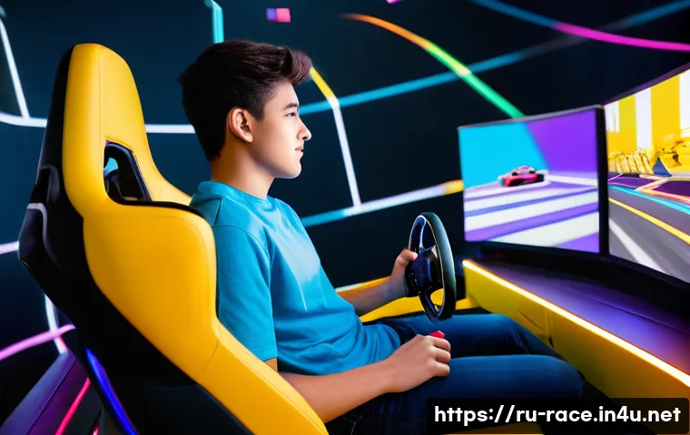 레이싱게임 접속 방법 - **Prompt:** A young adult, approximately 18-22 years old, with a bright, enthusiastic expression, is...