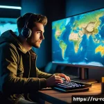 게임 내 현실적인 연료 시스템 - **A highly detailed, cinematic shot of a young adult gamer, wearing casual but stylish clothes, inte...