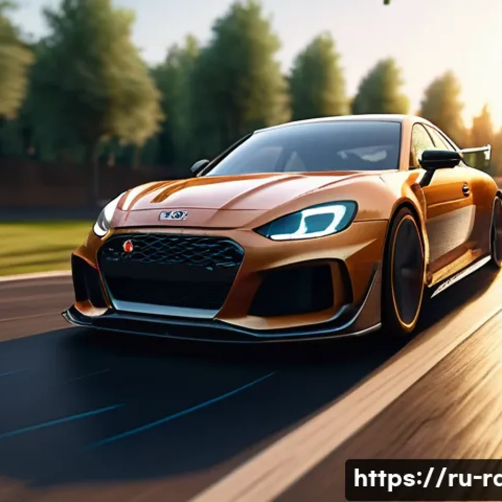 레이싱게임 그래픽 진화 - A highly detailed 3D racing car model on a photorealistic urban racetrack at sunset, showcasing dyna...