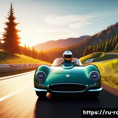 Home 33 명작 레이싱게임 리뷰 - A vibrant scene of a classic retro racing game track at sunset, featuring a sleek vintage racing car...