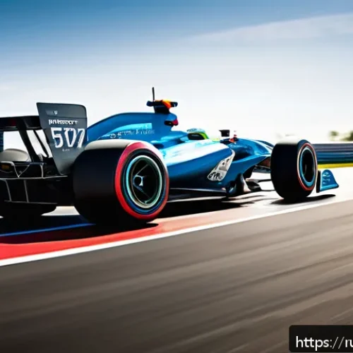 Home 30 레이싱게임 운전 기술 - A dynamic racing car taking a wide corner on a professional race track under clear skies, showcasing...